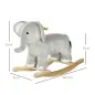 Caballo Balancín para Niños de 2-4 Años en Forma de Elefante con Sonido y Base de Madera Carga 40 kg 64,5x31x52 cm Gris