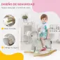 Caballo Balancín para Niños de 2-4 Años en Forma de Elefante con Sonido y Base de Madera Carga 40 kg 64,5x31x52 cm Gris