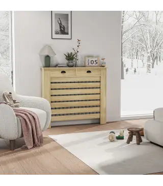 Cubre Radiadores de MDF con Cajón Cubierta para Radiador para Salón Dormitorio Pasillo 111x19x95,5 cm Roble