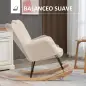 Silla Mecedora de Borreguito Sillón Balancín Oscilante 40° con Patas de Madera de Haya Carga 120 kg 71x98x101 cm Beige