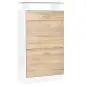Mueble Zapatero Armario Zapatero con 3 Cajones Estante de Vidrio y Asa de Aluminio para Pasillo 60x24x105,5 cm Natural
