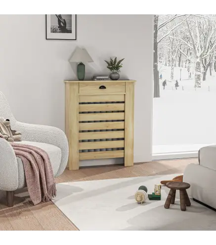Cubre Radiadores de MDF con Cajón Cubierta para Radiador para Salón Dormitorio Pasillo 78x19x95,5 cm Roble