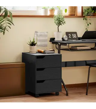 Cajonera de Oficina con Ruedas 3 Cajones Cajonera para Escritorio Estudio 40x50x57,5 cm Negro