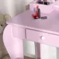 Tocador Infantil para Niñas y Niños de +3 Años con Taburete Espejo Cajón y Cajas de Almacenaje Forma de Nube Rosa