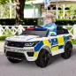 Coche Eléctrico Infantil de Policía Coche de Batería 12V con Mando a Distancia Bluetooth Luz USB Sirena Blanco
