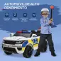 Coche Eléctrico Infantil de Policía Coche de Batería 12V con Mando a Distancia Bluetooth Luz USB Sirena Blanco