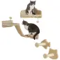 Rascador de Pared para Gatos con 2 Postes de Sisal Plataforma Doble con Escalera Suave y 1 Plataforma para Saltar Beige Rascador de Pared para Gatos con 2 Postes de Sisal Plataforma Doble con Escalera Suave y 1 Plataforma para Saltar Beige