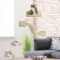 Rascador de Pared para Gatos con 2 Postes de Sisal Plataforma Doble con Escalera Suave y 1 Plataforma para Saltar Beige