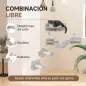 Rascador de Pared para Gatos con 2 Postes de Sisal Plataforma Doble con Escalera Suave y 1 Plataforma para Saltar Beige