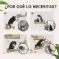 Rascador de Pared para Gatos con 2 Postes de Sisal Plataforma Doble con Escalera Suave y 1 Plataforma para Saltar Beige