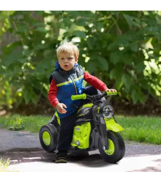 Moto Eléctrica para Niños de +2 Años con Función de Soplar Burbujas Faros Música Velocidad 3 km/h Carga 30 kg Verde