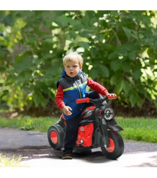 Moto Eléctrica para Niños de +2 Años con Función de Soplar Burbujas Faros Música Velocidad 3 km/h Carga 30 kg Rojo