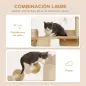 Rascador de Pared para Gatos de 4 Piezas con Postes de Sisal Plataforma para Saltar Bola de Juguete Beige