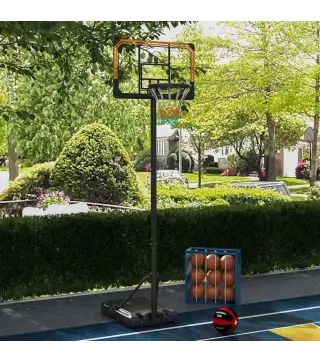 Canasta de Baloncesto de Exterior con Altura Ajustable 182-213 cm Ruedas Base Rellenable Negro