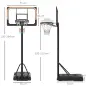 Canasta de Baloncesto de Exterior con Altura Ajustable 182-213 cm Ruedas Base Rellenable Negro