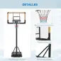 Canasta de Baloncesto de Exterior con Altura Ajustable 182-213 cm Ruedas Base Rellenable Negro