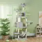 Árbol Rascador para Gatos Grande Altura 206 cm con Múltiples Niveles Cuevas Bolas Colgantes y Hamacas Gris