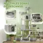 Árbol Rascador para Gatos Grande Altura 206 cm con Múltiples Niveles Cuevas Bolas Colgantes y Hamacas Gris