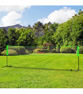 Red con Soporte con 2 Raquetas y 3 Volantes de Bádminton y 2 Palas y 2 Bolas de Pickleball y Pelota de Voleibol