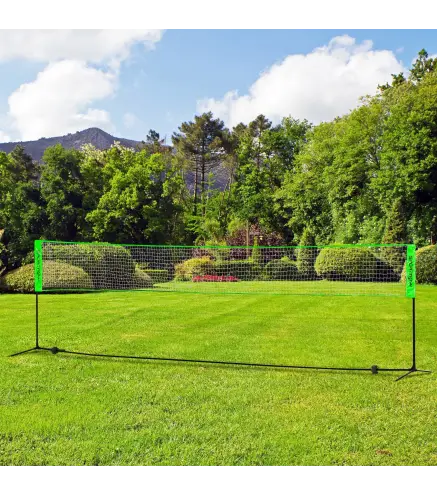 Red con Soporte con 2 Raquetas y 3 Volantes de Bádminton y 2 Palas y 2 Bolas de Pickleball y Pelota de Voleibol