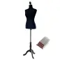 Maniquí de Costura Ajustable a 130-168 cm con Trípode de Madera para Fotografía de Moda Exposición de Prendas Negro