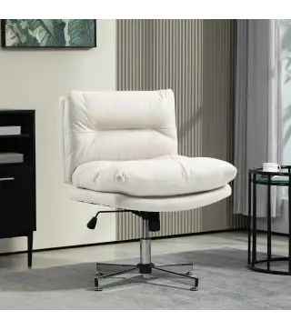 Silla de Oficina sin Brazos con Altura Ajustable Función de Basculante Base Cruzada y Asiento Amplio Gris Claro