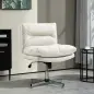 Silla de Oficina sin Brazos con Altura Ajustable Función de Basculante Base Cruzada y Asiento Amplio Gris Claro