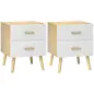 Mesitas de Noche de 2 Piezas con Cajones y Asas de Bambú Mesas Auxiliares para Salón Dormitorio Roble Mesitas de Noche de 2 Piezas con Cajones y Asas de Bambú Mesas Auxiliares para Salón Dormitorio Roble