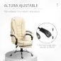 Silla de Escritorio con Reposapiés Silla Ejecutiva Giratoria con Altura Ajustable Tapizada en PU y Reposabrazos Crema