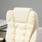 Silla de Escritorio con Reposapiés Silla Ejecutiva Giratoria con Altura Ajustable Tapizada en PU y Reposabrazos Crema