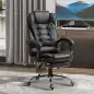 Silla de Escritorio con Reposapiés Silla Ejecutiva Giratoria con Altura Ajustable Tapizada en PU y Reposabrazos Negro