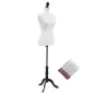 Maniquí Mujer Ajustable a 130-168 cm con Trípode de Madera 50 Alfileres de Colores para Fotografía de Moda Blanco