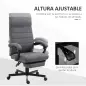 Silla de Oficina Reclinable con Altura Ajustable Reposabrazos y Reposapiés Retráctil 68x67x106-114 cm Gris