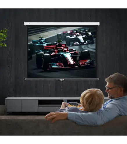 Pantalla Proyector de 84 Pulgadas Formato 4:3 4K Pantalla de Proyección Montaje en Pared o Techo Blanco