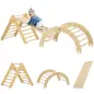 Triángulo de Escalada para Niños de 18-48 Meses con Rampa Escalador de Arco 219x72,5 cm Natural