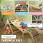 Triángulo de Escalada de Madera 5 en 1 con Rampa Escalador de Arco 178x64,5x63 cm Multicolor