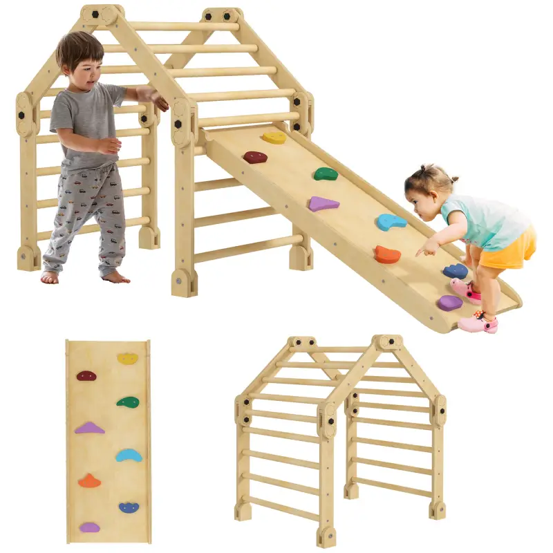 Escalada para Niños de 18-48 Meses 3 en 1 con Rampa para Deslizarse o Escalar 175x70x89 cm Multicolor