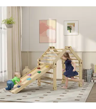 Escalada para Niños de 18-48 Meses 3 en 1 con Rampa para Deslizarse o Escalar 175x70x89 cm Multicolor