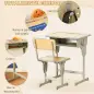 Juego de Escritorio y Silla para Niños de +6 Años Altura Ajustable con Cajón y Gancho Natural