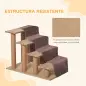 Escalera para Mascotas de 4 Peldaños con Funda Extraíble y Lavable para Cama Sofá 60x35x44 cm Marrón