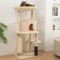 Árbol Rascador para Gatos 132 cm con Plataformas Poste con Cepillo Bolas Colgantes y Almohadilla para Rascar Beige