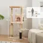 Árbol Rascador para Gatos 132 cm con Plataformas Poste con Cepillo Bolas Colgantes y Almohadilla para Rascar Beige