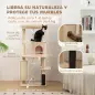 Árbol Rascador para Gatos 132 cm con Plataformas Poste con Cepillo Bolas Colgantes y Almohadilla para Rascar Beige