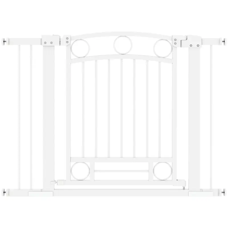 Puerta para Perros con Ancho Ajustable 76-104 cm Barrera de Seguridad para Perros con 2 Extensiones Blanco