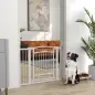 Puerta para Perros con Ancho Ajustable 76-104 cm Barrera de Seguridad para Perros con 2 Extensiones Blanco