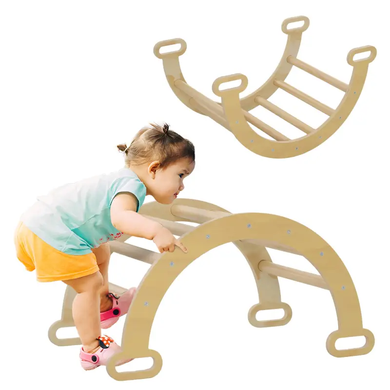 Arco de Escalada para Niños de 18-48 Meses Balancín para Bebés Carga 50 kg 68x42x36 cm Natural