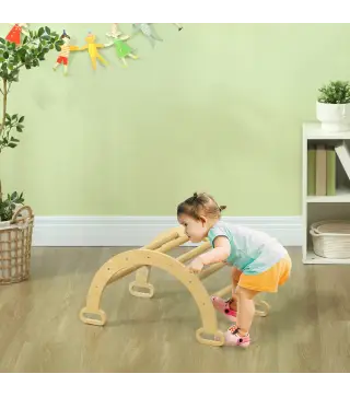 Arco de Escalada para Niños de 18-48 Meses Balancín para Bebés Carga 50 kg 68x42x36 cm Natural