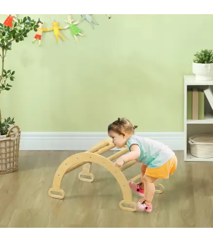 Arco de Escalada para Niños de 18-48 Meses Balancín para Bebés Carga 50 kg 68x42x36 cm Natural
