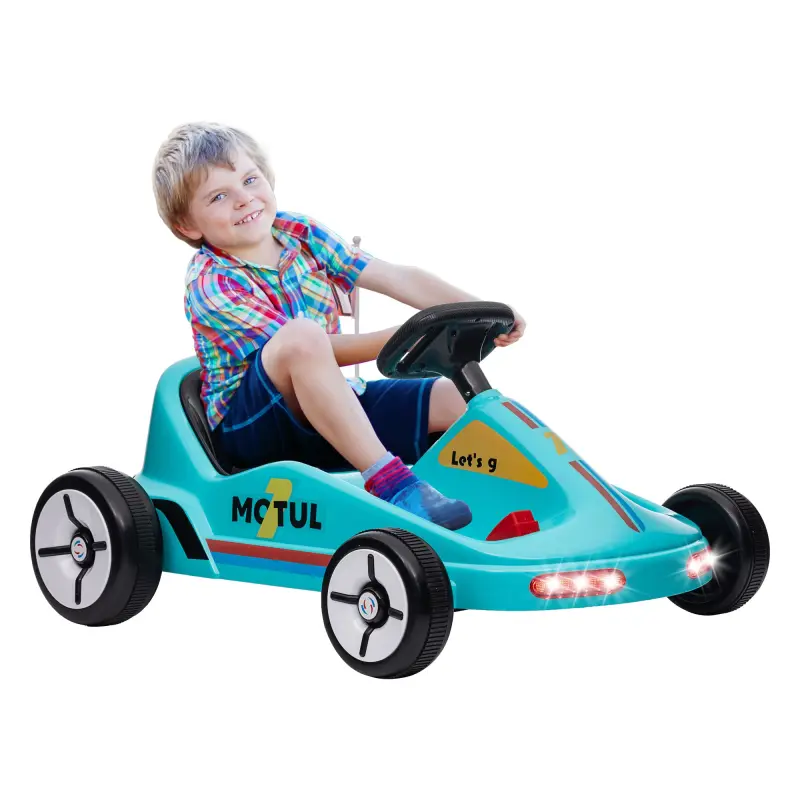 Kart Eléctrico 6 V Kart para Niños de +3 Años con Música Luz Bocina Cinturón de Seguridad Go Kart Carga 50 kg Azul