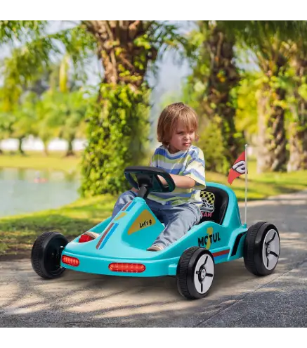 Kart Eléctrico 6 V Kart para Niños de +3 Años con Música Luz Bocina Cinturón de Seguridad Go Kart Carga 50 kg Azul